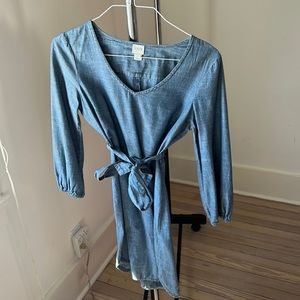 J Crew Chambray Denim belted dress